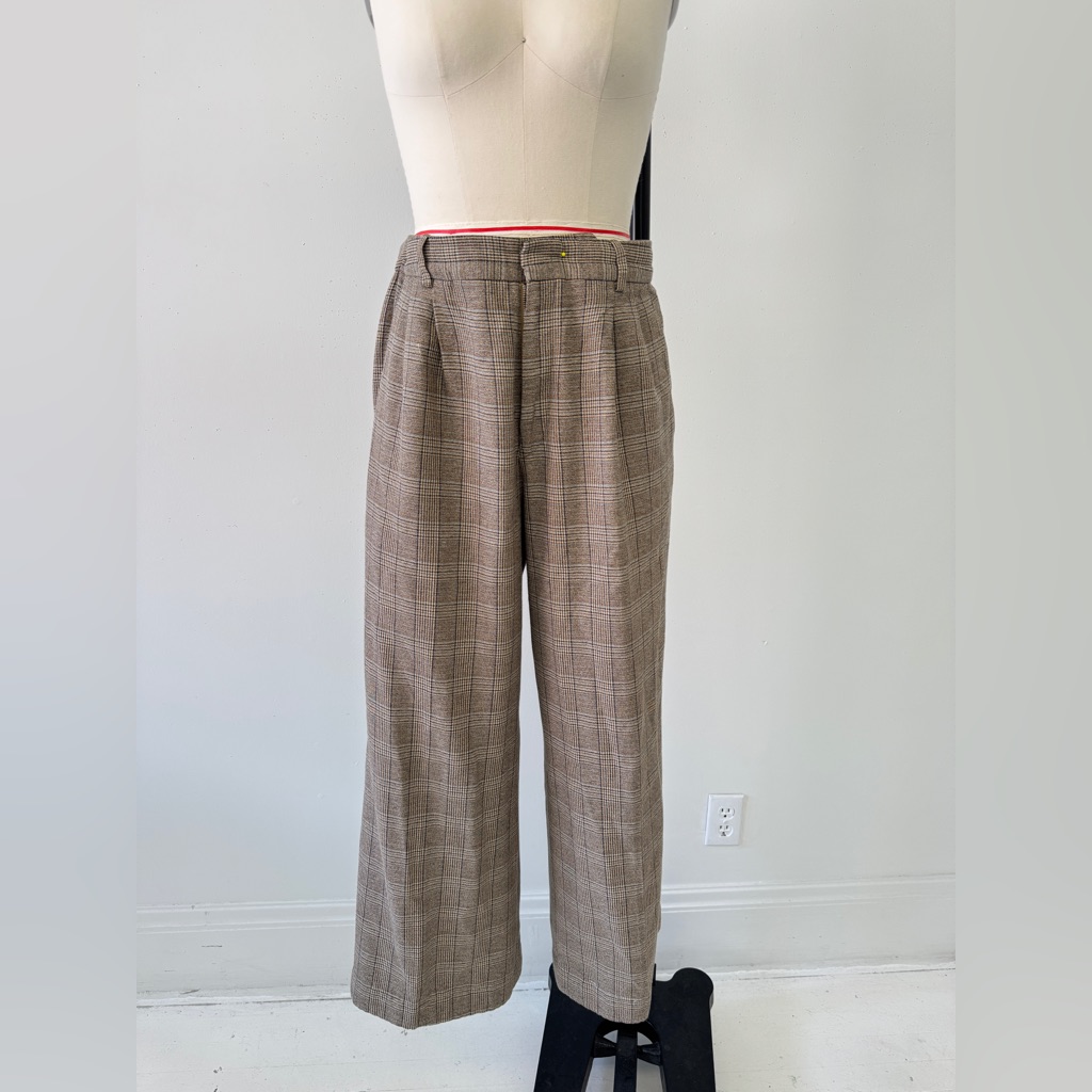 Isabel Marant Brown Plaid Wide Leg Pants